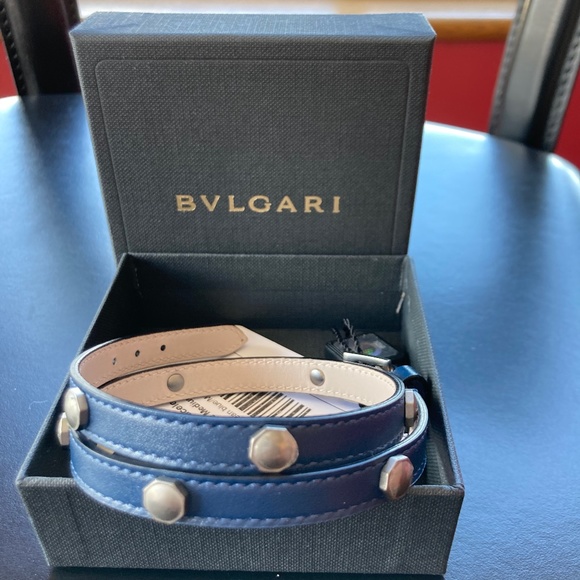 Bulgari double wrap men's leather bracelet - Picture 2 of 3